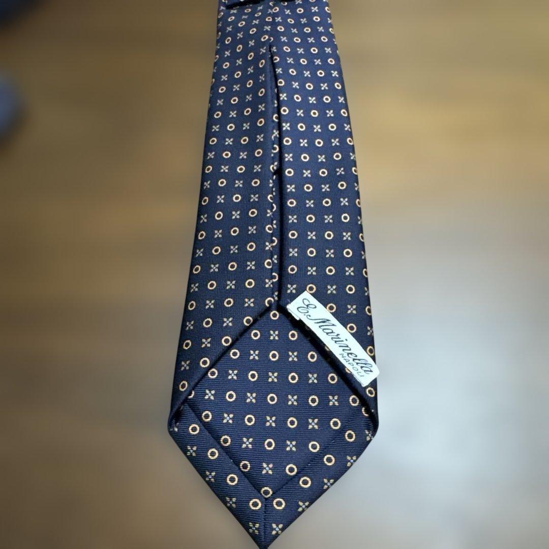 E. MARINELLA ネイビー小紋ネクタイ