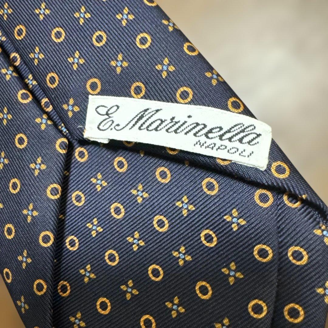 E. MARINELLA ネイビー小紋ネクタイ