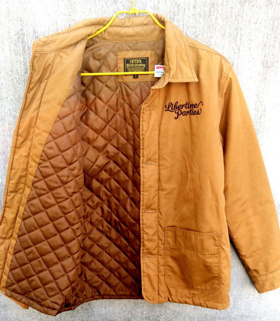 【美品】 ワークジャケット　カバーオール　 ブラウン　刺繍ステッチ　古着アメカジ