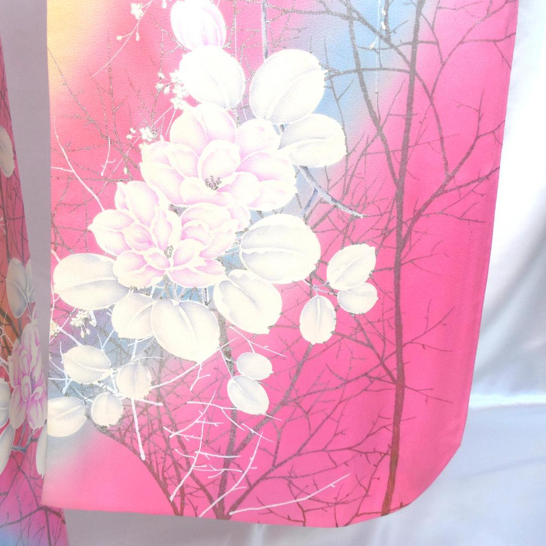 訳あり特価★美品　振袖フルセット　正絹　成人式　振袖　Mサイズ　ピンク　花柄