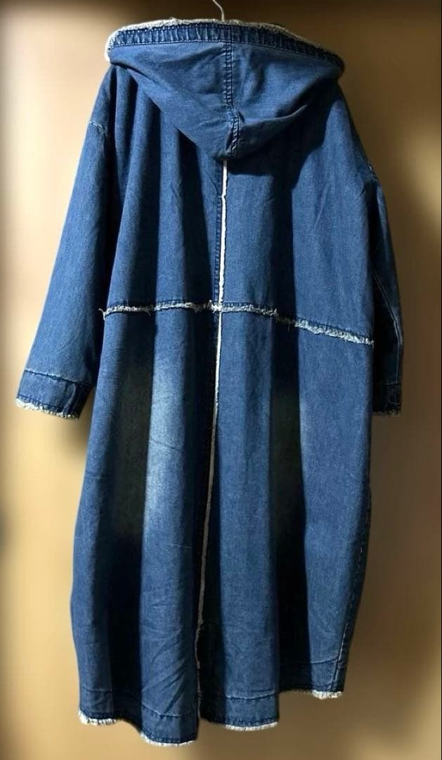 デニム フード付きロングコート