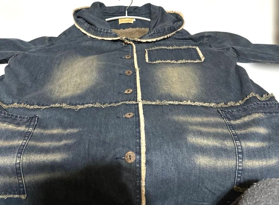 デニム フード付きロングコート