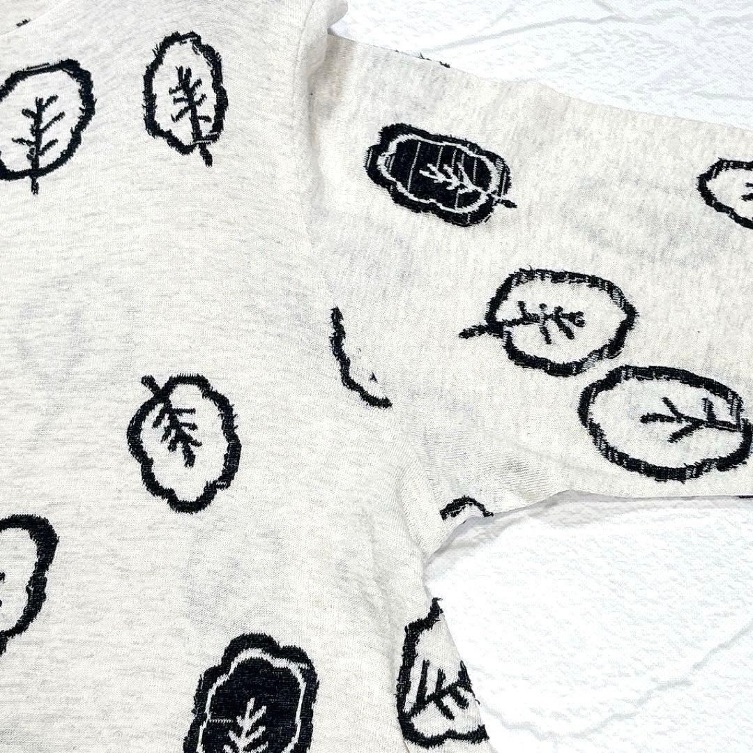 慈雨　センソユニコ　チュニック　カットソー　ハイネック　変形　総柄　木の葉柄