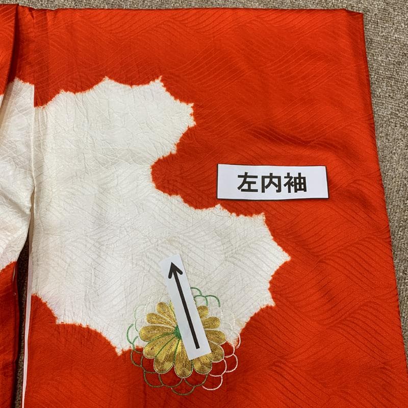 510ag30、帯揚げ□七五三 三歳 女児 着物&チュール帯&長襦袢 金駒刺繍□