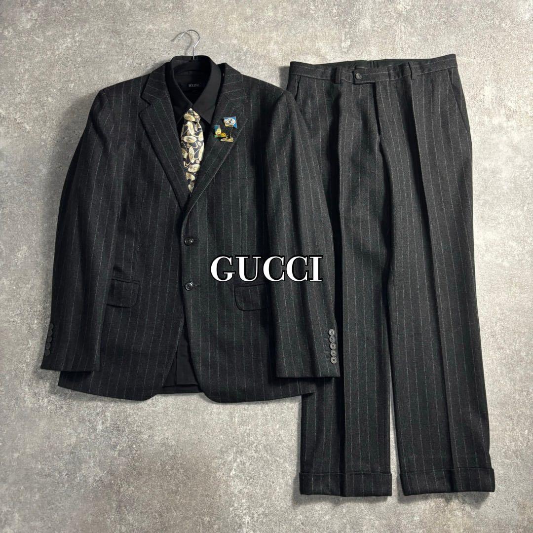 【GUCCI】セットアップ シングルスーツ グレーブラック 極上ウール