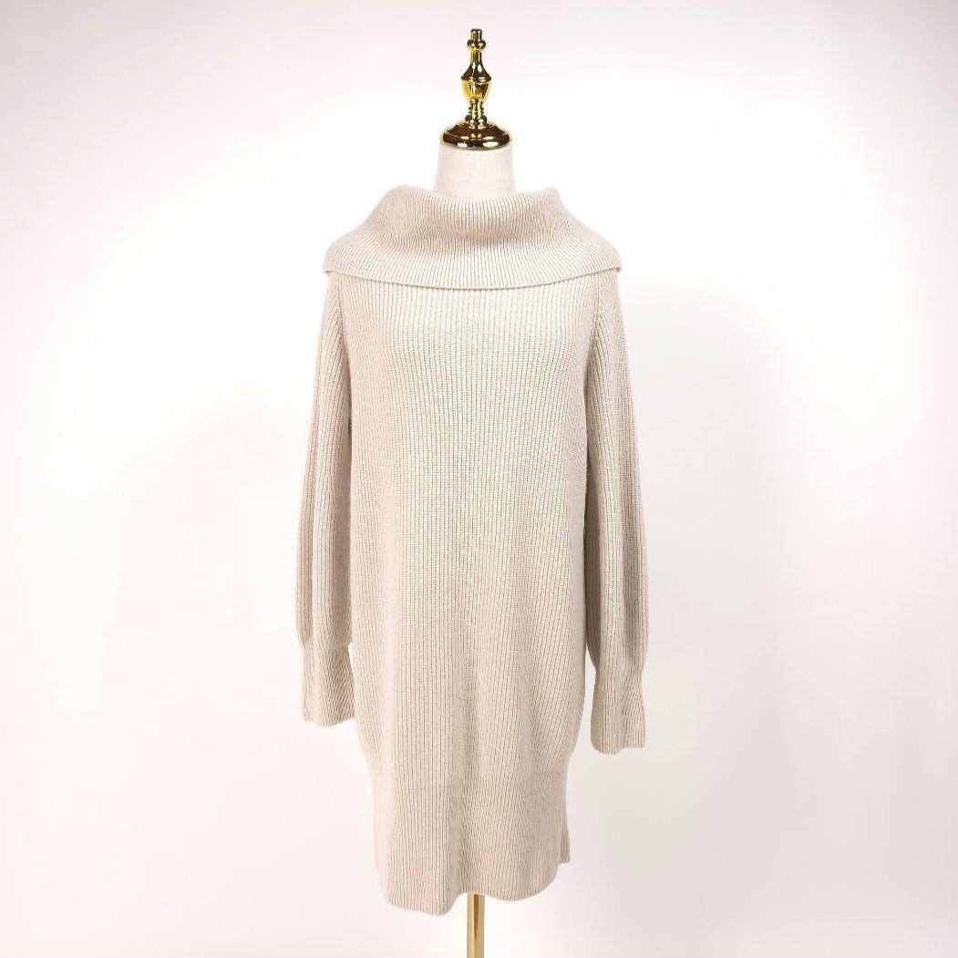【美品】 フォクシー オフショルダーニット ワンピース ベージュ 40　カシミヤ