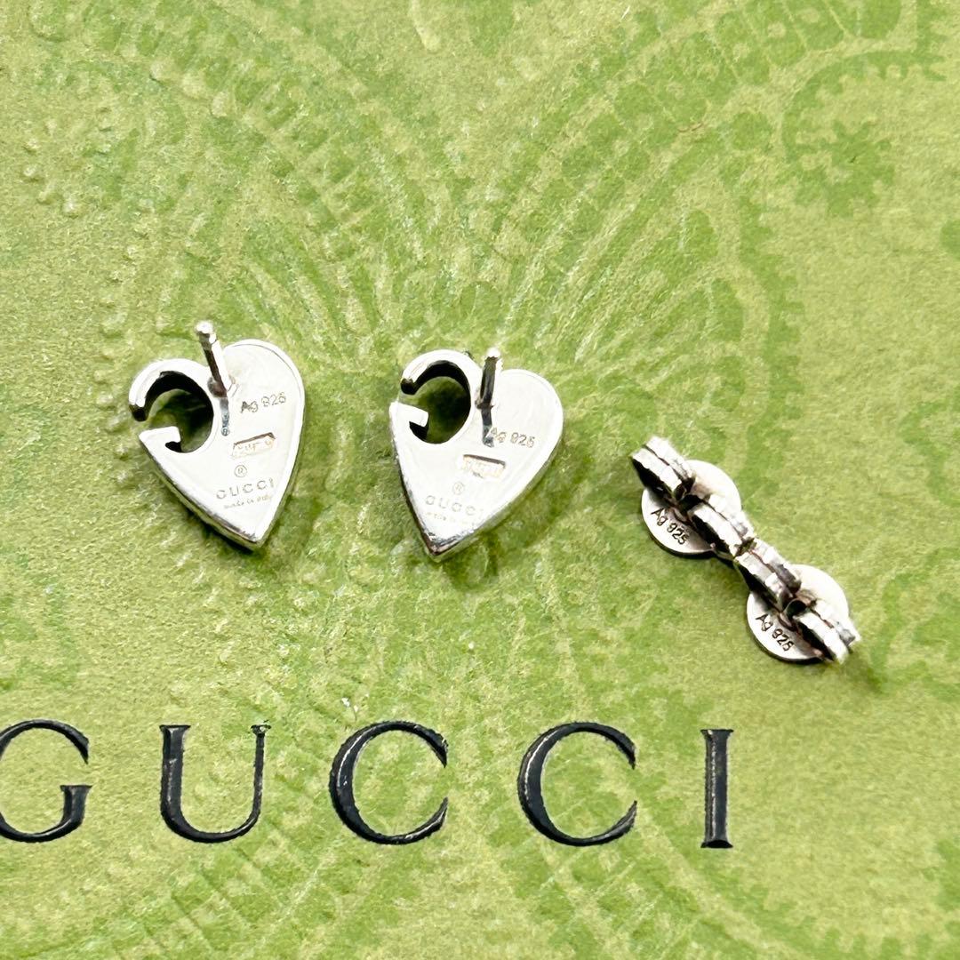 美品✨　グッチ　GUCCI ピアス　ハート　Gロゴ　シルバー Ag925 両耳