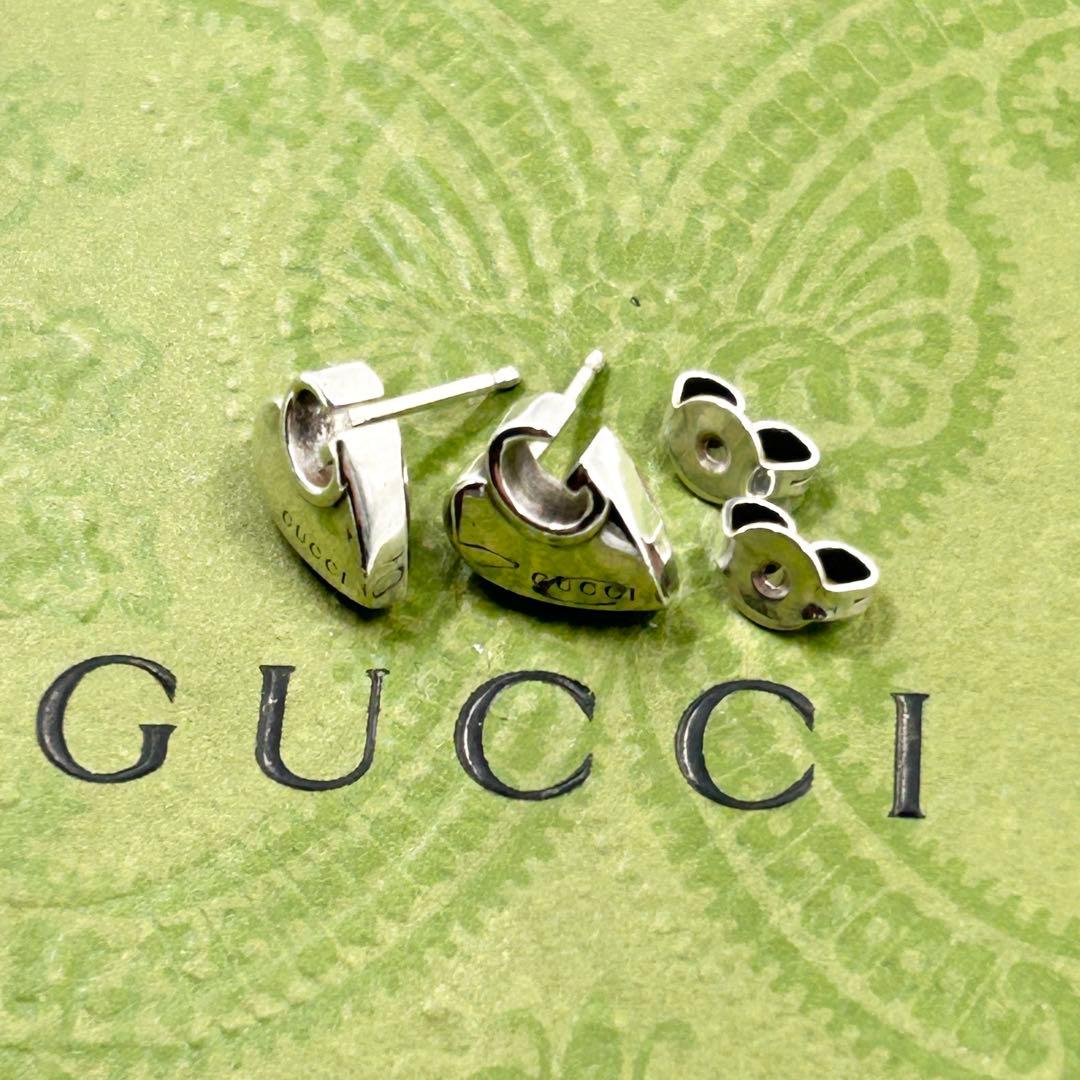 美品✨　グッチ　GUCCI ピアス　ハート　Gロゴ　シルバー Ag925 両耳