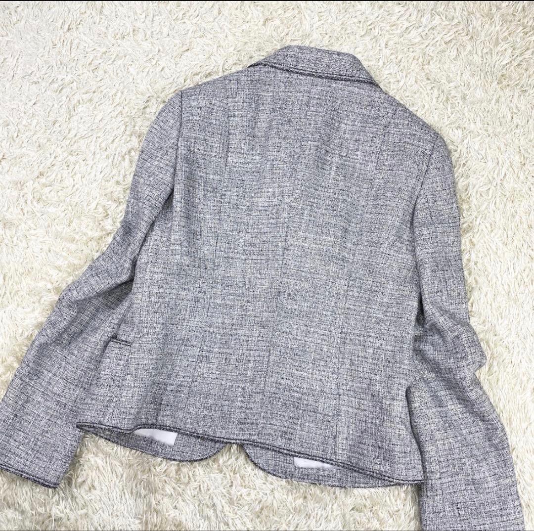 美品 23区 ワンピースセットアップ ラメツイード ビジューボタン 40 グレー