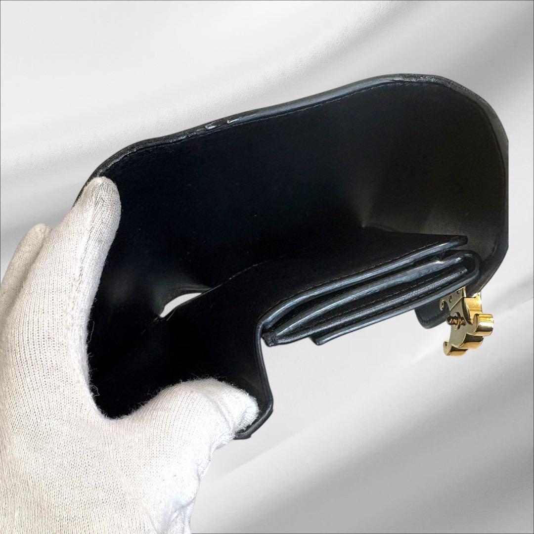 美品✨ CELINE セリーヌ トリオンフ ブラック レザー 三つ折り 財布