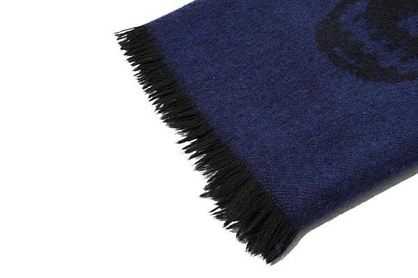 アレキサンダーマックイーン スカル ウール フリンジ マフラー BLUE ブルー