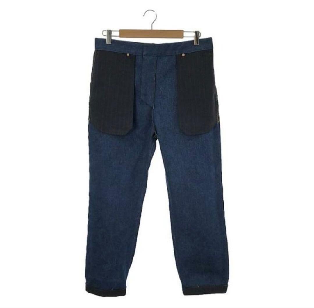 sacai サカイ ピンストライプ デニム切替 ベルテッド パンツ サイズ2