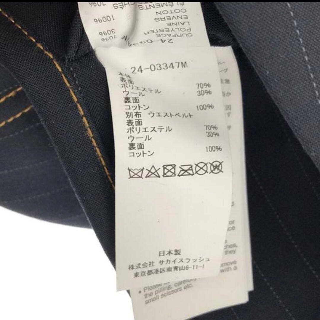 sacai サカイ ピンストライプ デニム切替 ベルテッド パンツ サイズ2