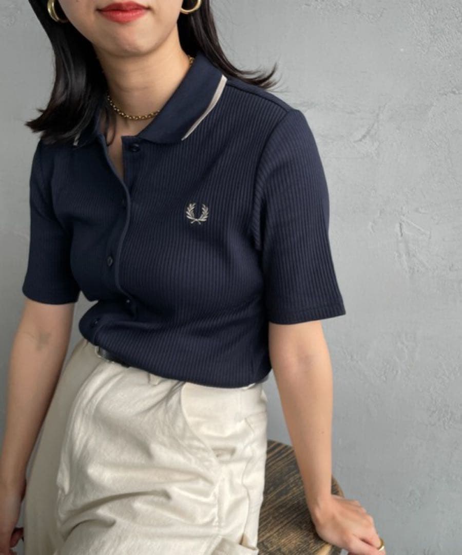 【FRED PERRY 最終値下げ】ティップライン ボタンスルーリブポロシャツ