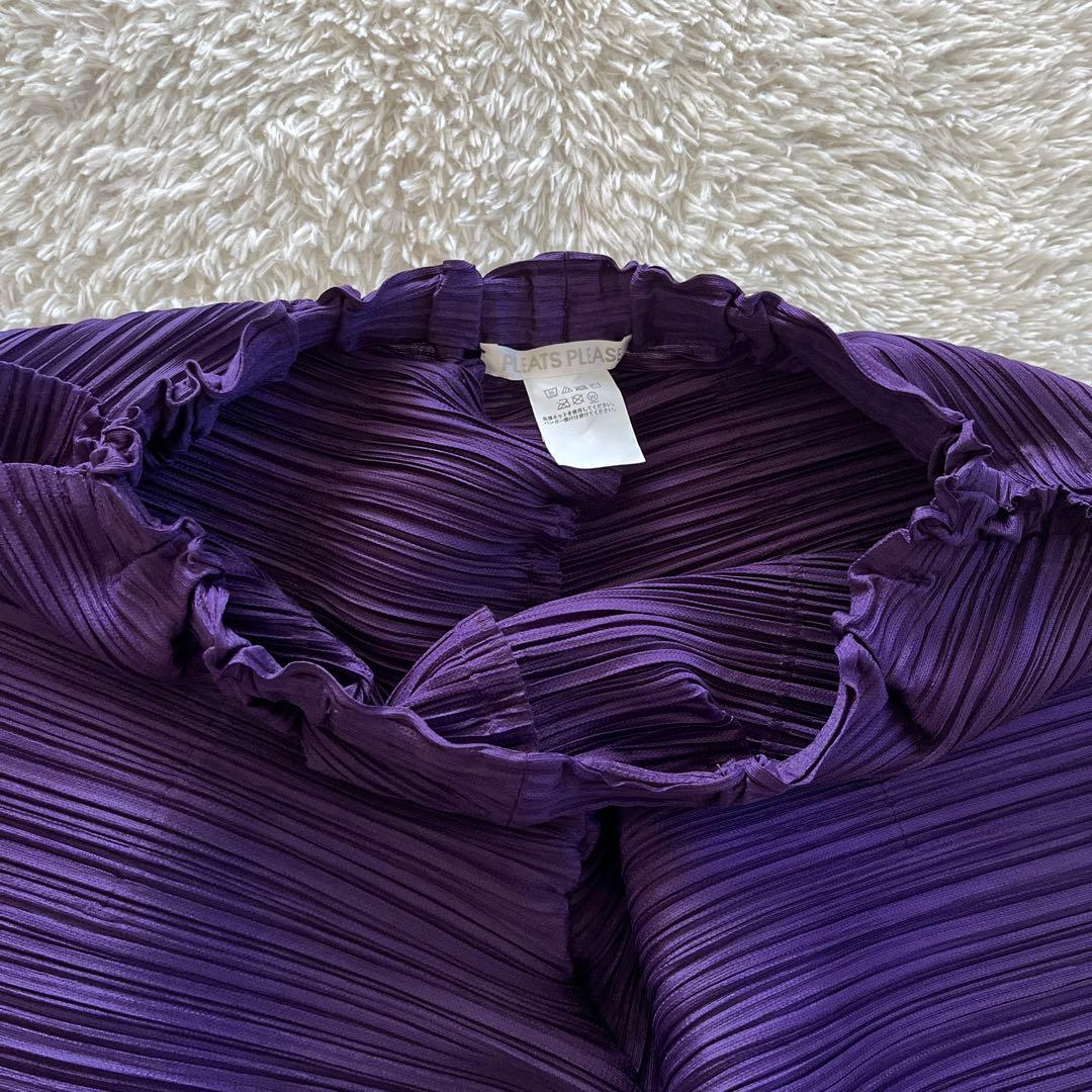 美品【プリーツプリーズ】2023年　変形　切り替え　サルエルパンツ　パープル