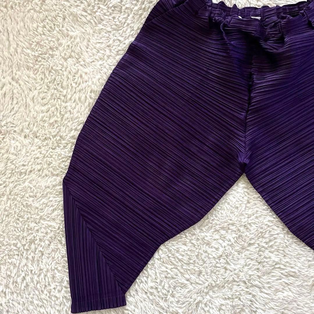 美品【プリーツプリーズ】2023年　変形　切り替え　サルエルパンツ　パープル