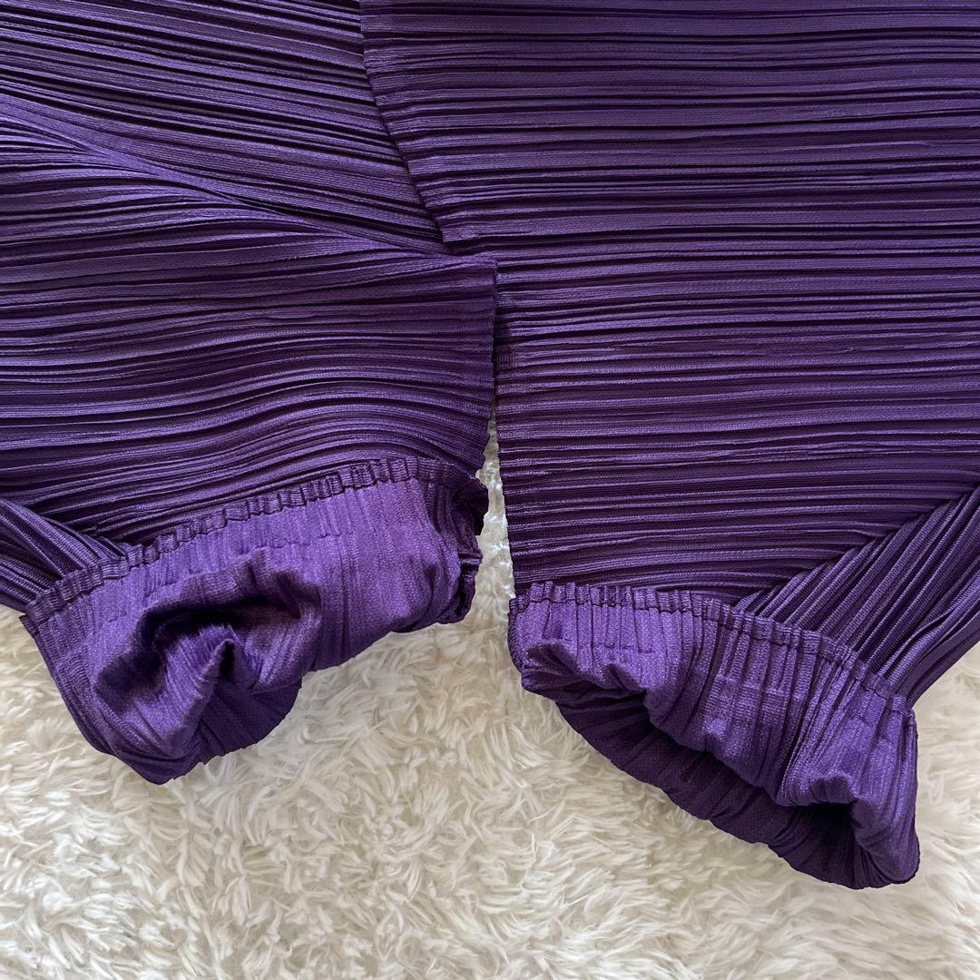 美品【プリーツプリーズ】2023年　変形　切り替え　サルエルパンツ　パープル