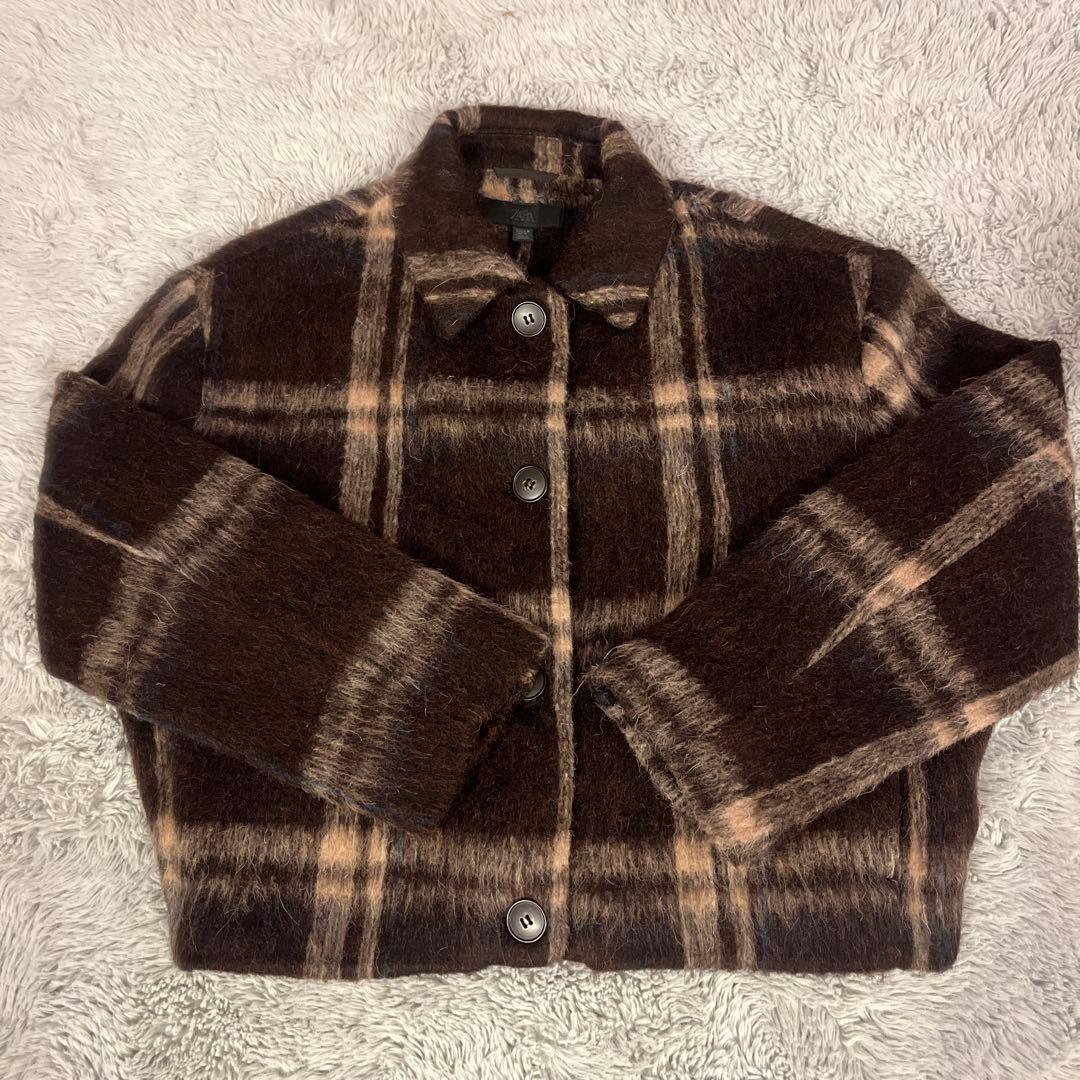 ZARA 今期 チェック柄ジャケット シャギーコート M