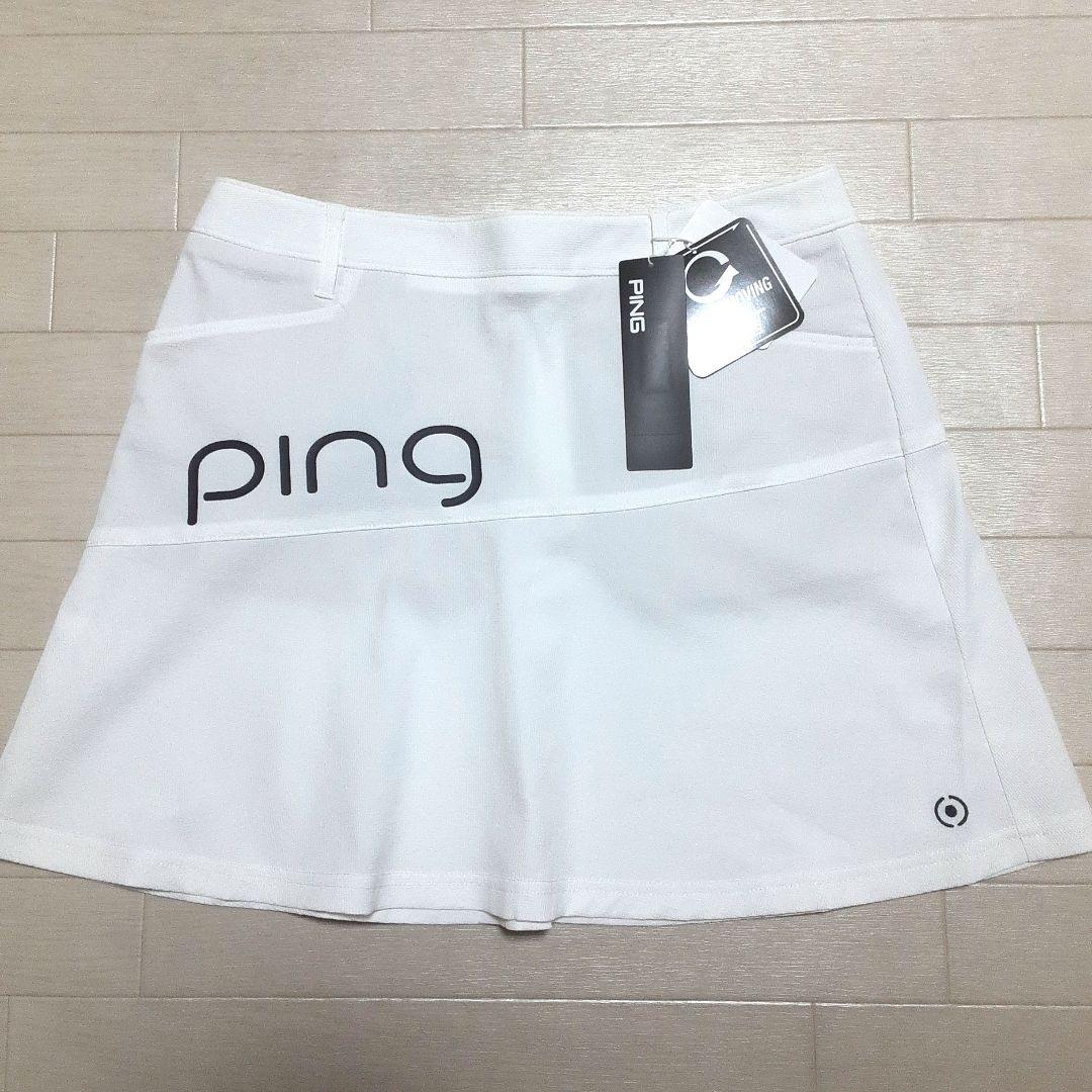 どら 新品 PINGピン モックネック&スカートLL 白ホワイト