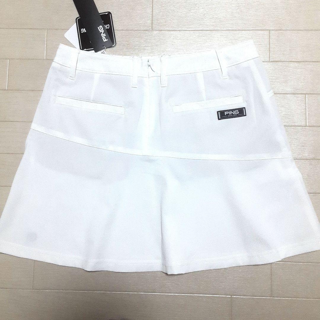 どら 新品 PINGピン モックネック&スカートLL 白ホワイト