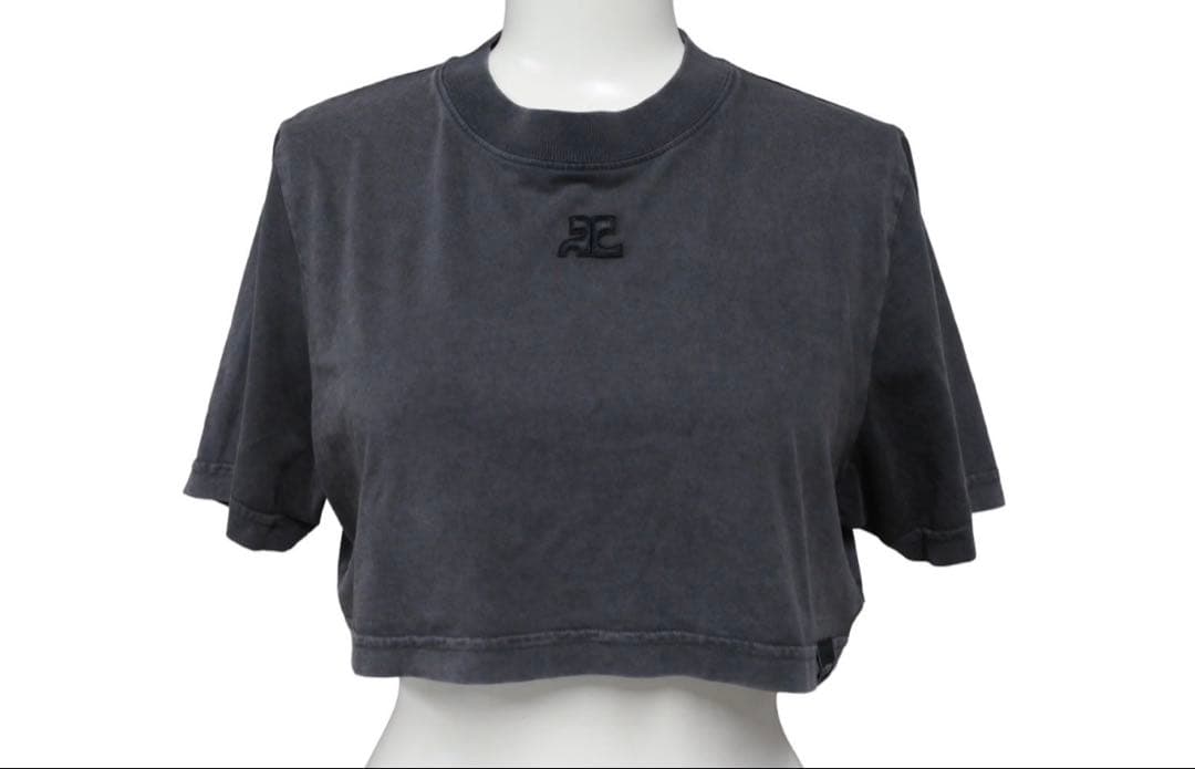courreges クレージュ Ｔシャツ クロップド ショート丈　グレー