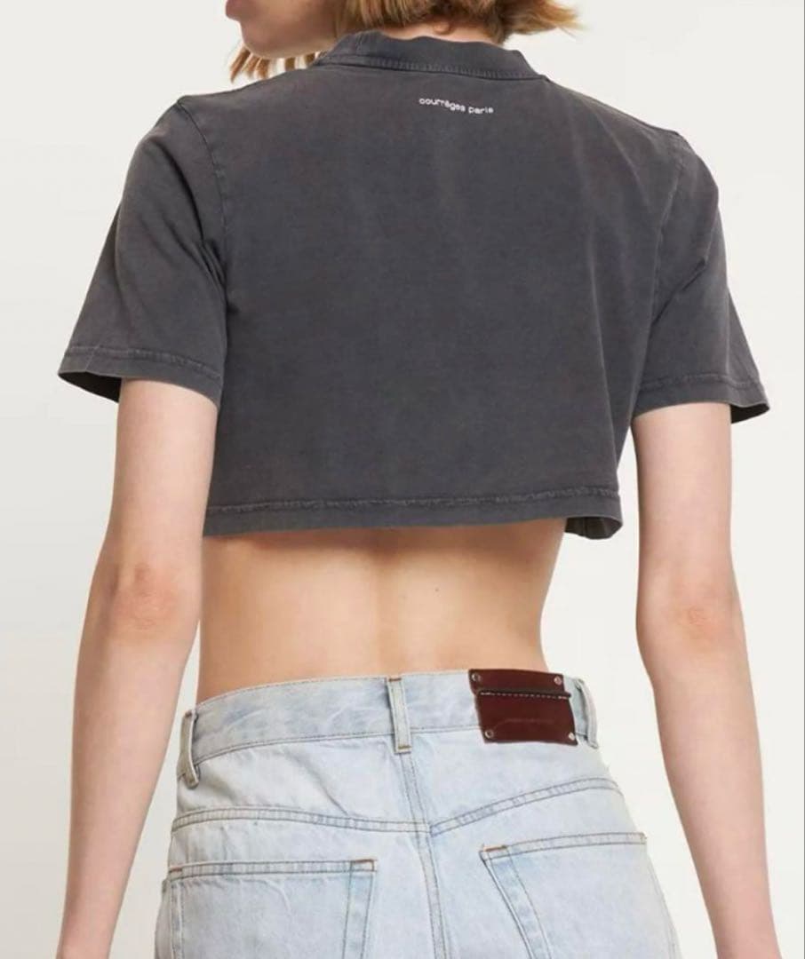 courreges クレージュ Ｔシャツ クロップド ショート丈　グレー