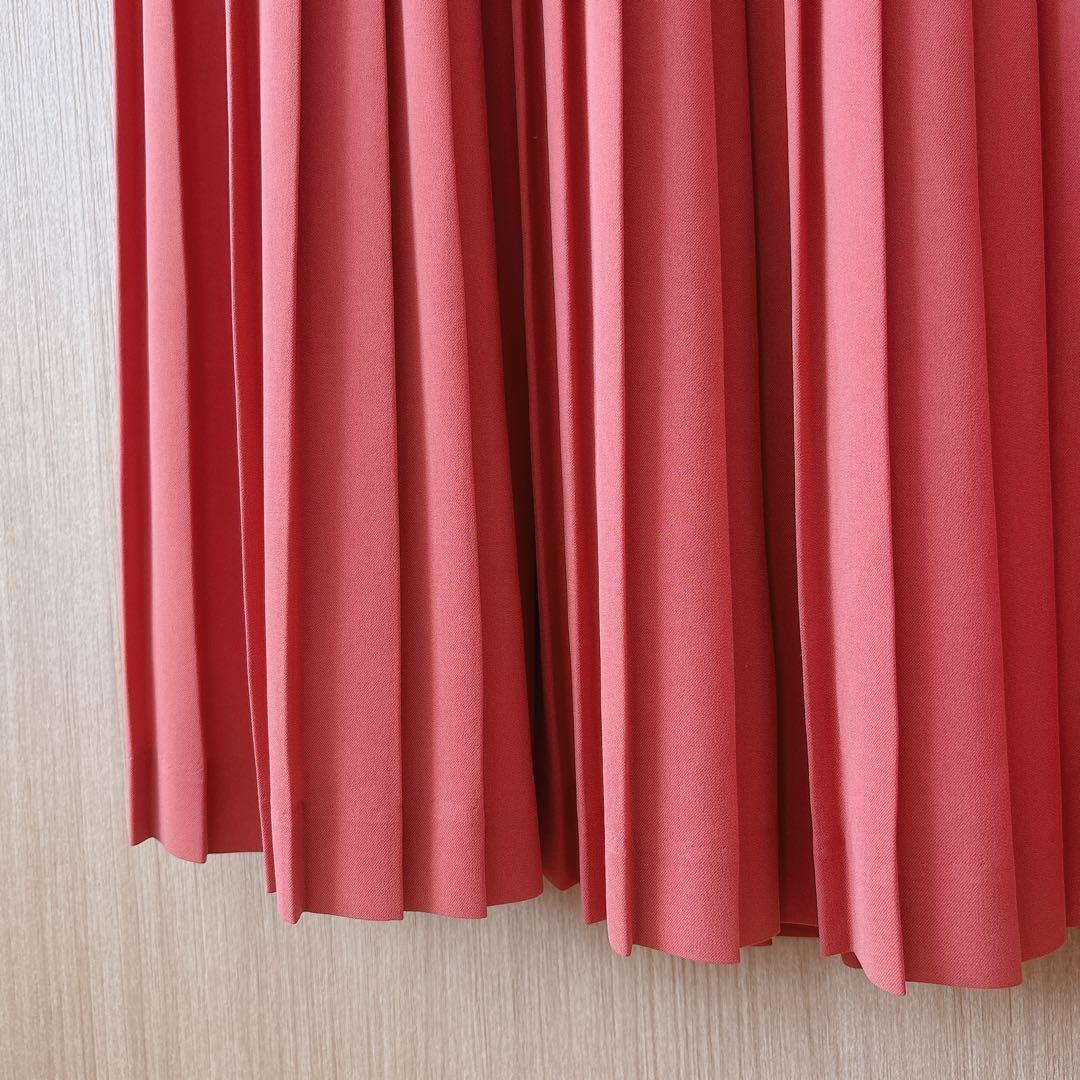 【1024】アナイ　ソフトツイルプリーツ ワンピース　38 くすみ赤　38