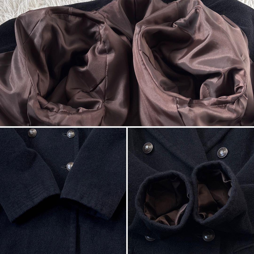 超希少☆【ジャンポールゴルチェ】アンゴラ　ブラック　ロゴボタン　コート　40 L