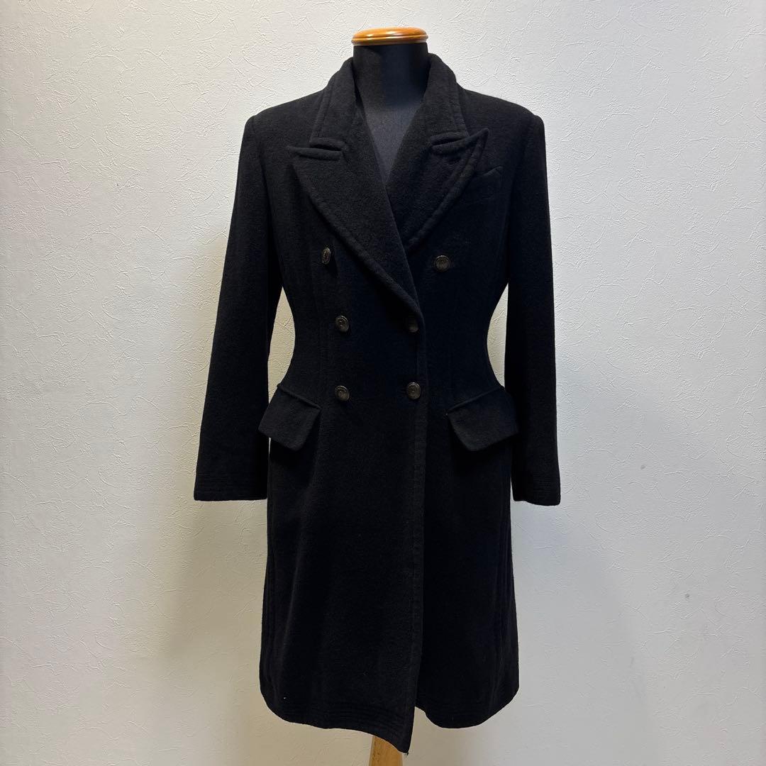 超希少☆【ジャンポールゴルチェ】アンゴラ　ブラック　ロゴボタン　コート　40 L