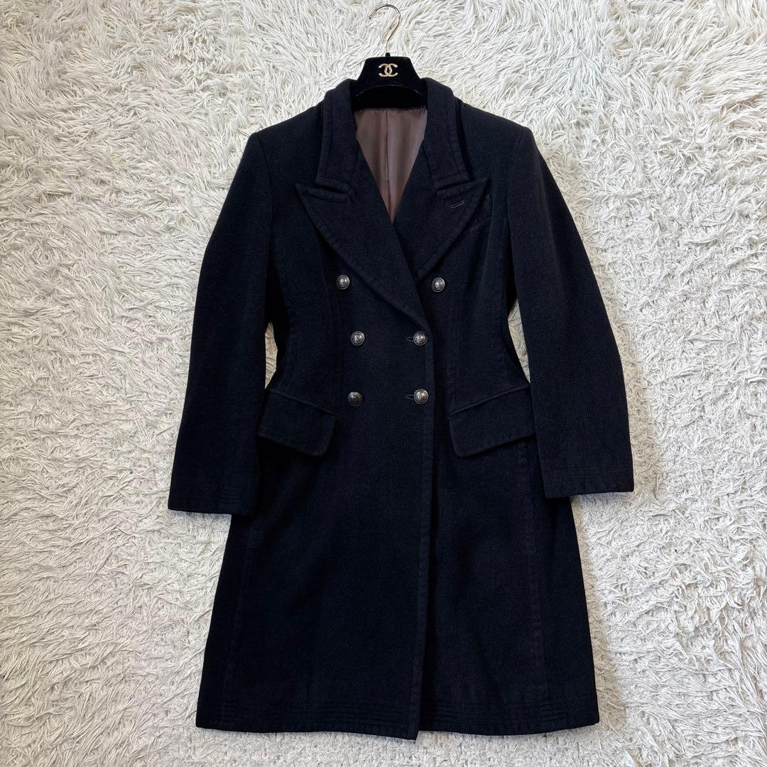 超希少☆【ジャンポールゴルチェ】アンゴラ　ブラック　ロゴボタン　コート　40 L