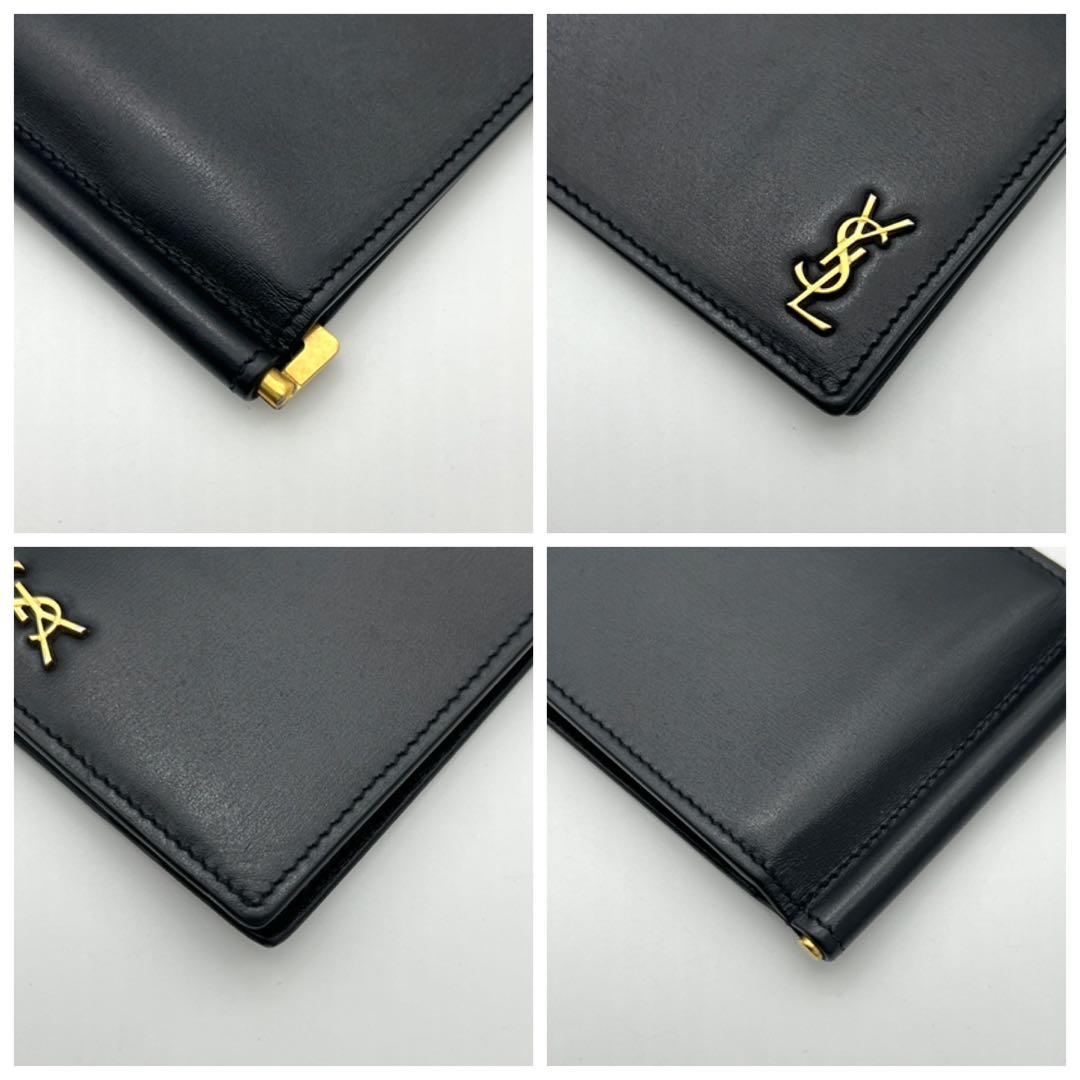 【極美品】サンローランパリ マネークリップ YSLロゴ タイニーカサンドラ 黒