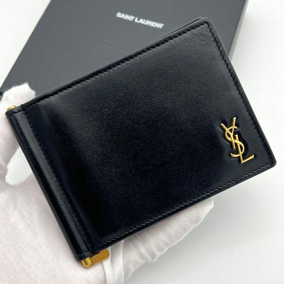 【極美品】サンローランパリ マネークリップ YSLロゴ タイニーカサンドラ 黒