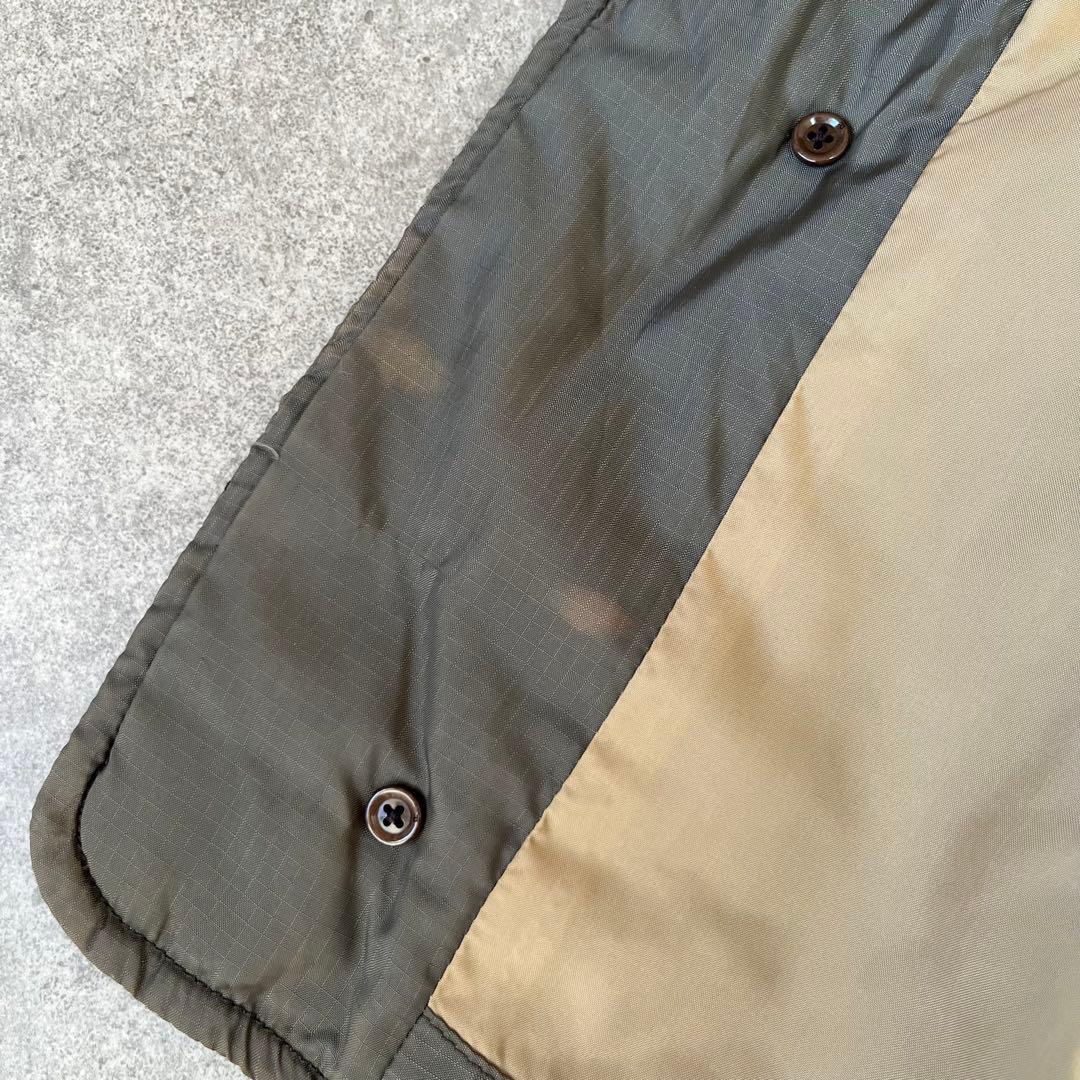 45R　キルティングベスト　ナイロン　オリーブ　グリーン　ブラウン　日本製　希少