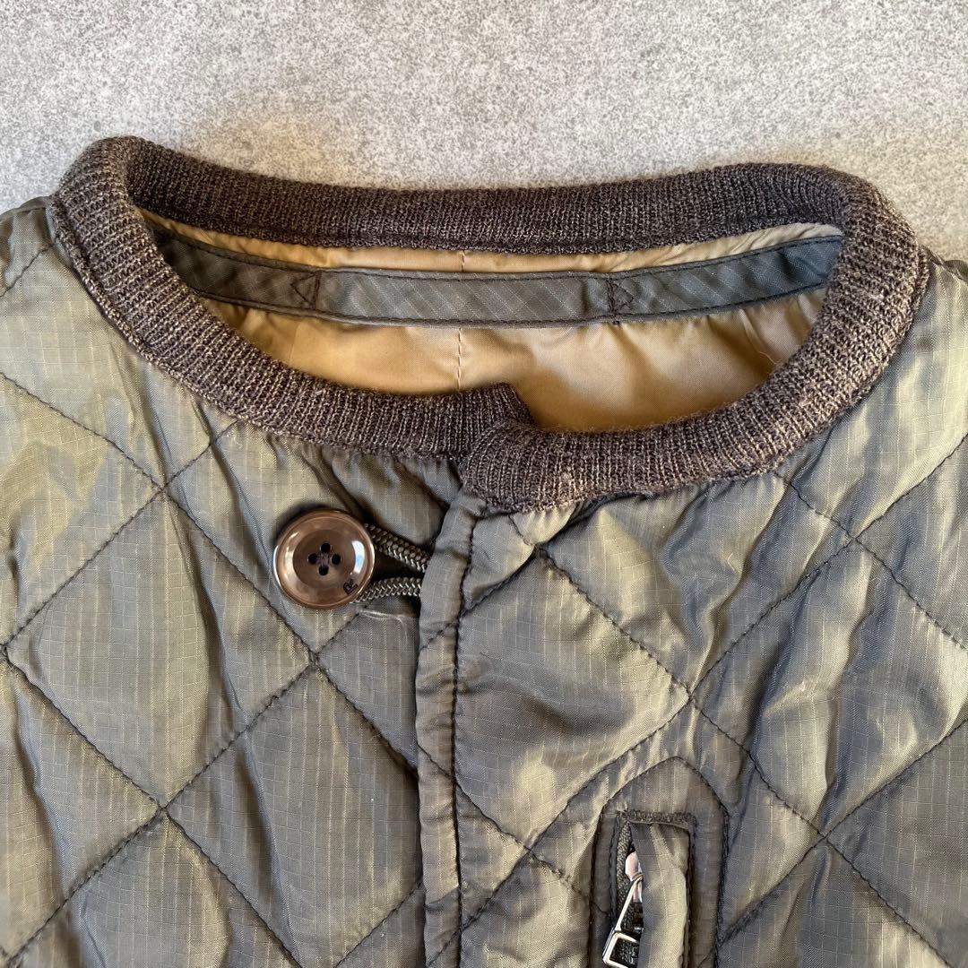45R　キルティングベスト　ナイロン　オリーブ　グリーン　ブラウン　日本製　希少