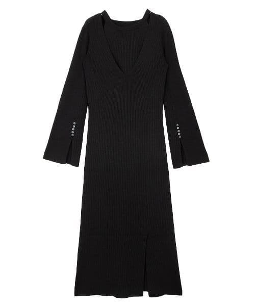 AMERI　CAN SLEEVE LAYERED KNIT DRESS