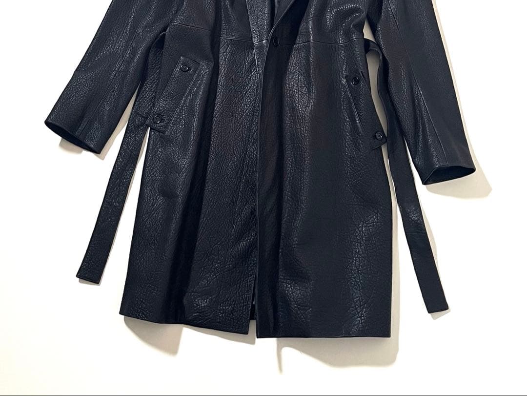 【未使用級】LOEWE/ロエベ　レザー ロングコート　ベルト付き　アナグラム総柄