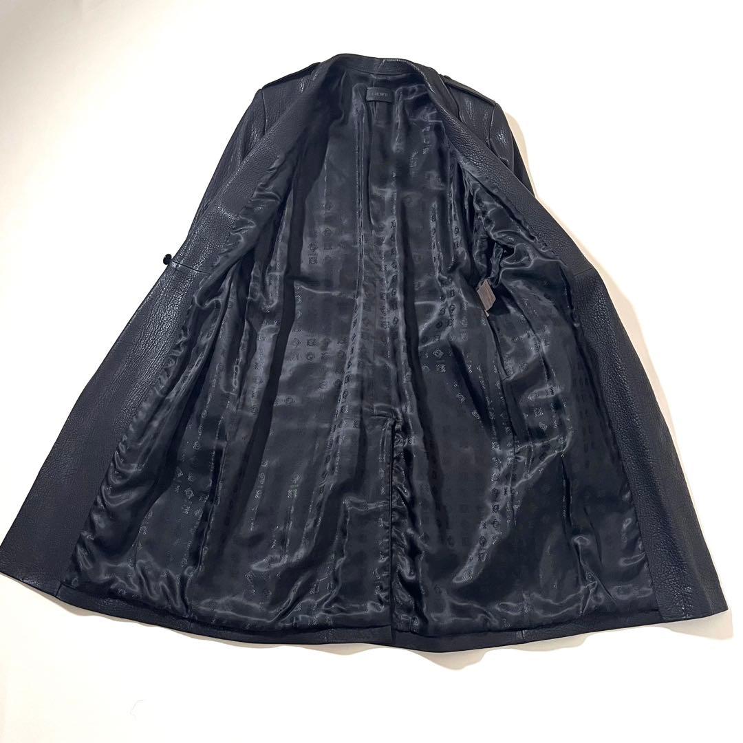 【未使用級】LOEWE/ロエベ　レザー ロングコート　ベルト付き　アナグラム総柄