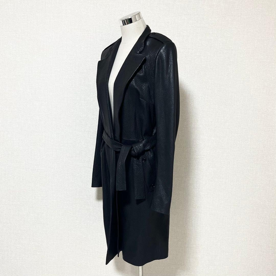 【未使用級】LOEWE/ロエベ　レザー ロングコート　ベルト付き　アナグラム総柄