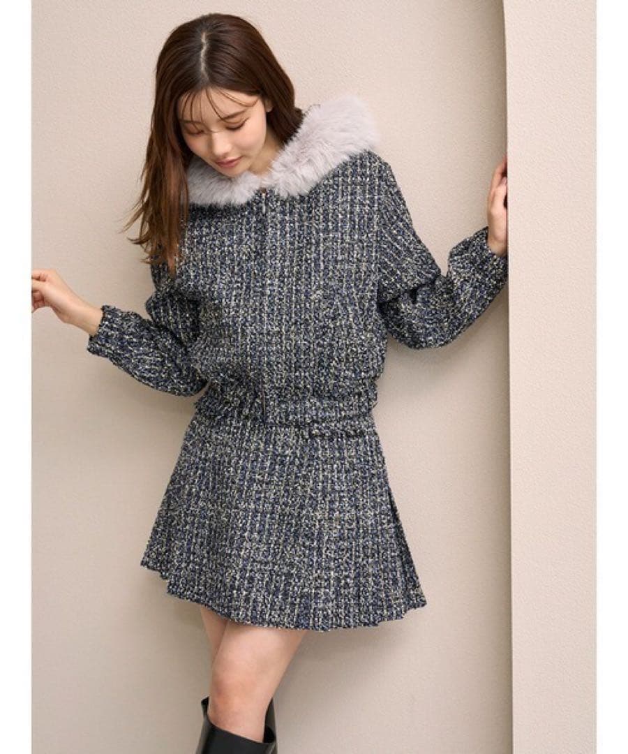 わーちんsnidel ファー付きツイードブルゾン