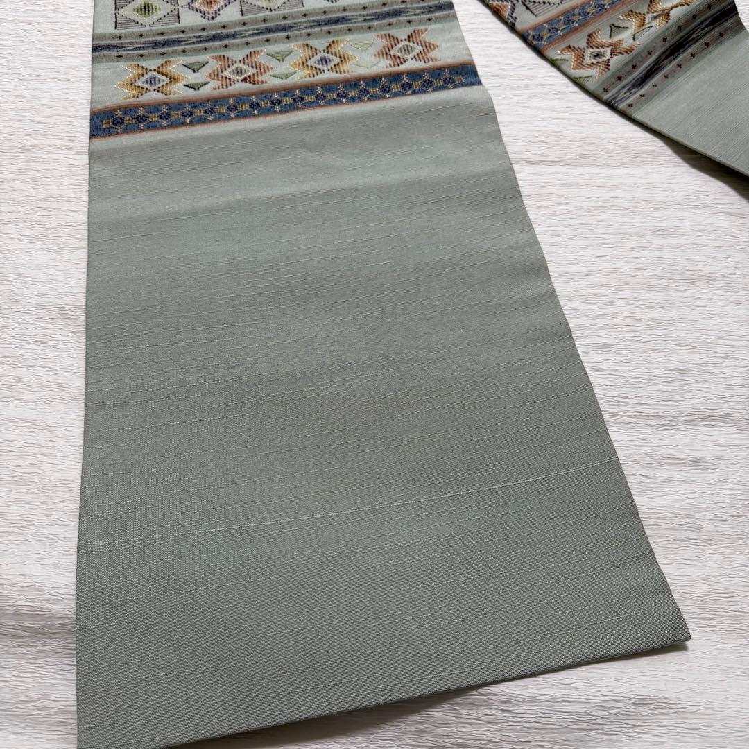 m-52 沖縄県指定無形文化財 読谷山花織 本場琉球 名古屋帯 正絹 極美品