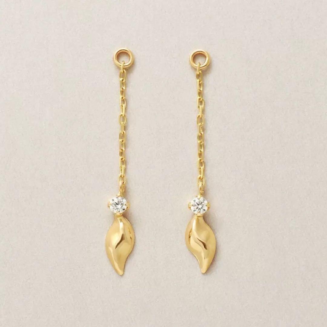 【TAKE-UP】テイクアップ【Palette】K10 リーフチャーム ピアス