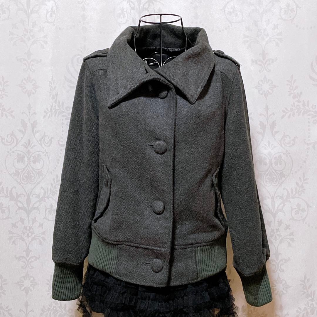 ピーコート ブルゾン グレー 平成ギャル y2k ダークコア グランジ 韓国