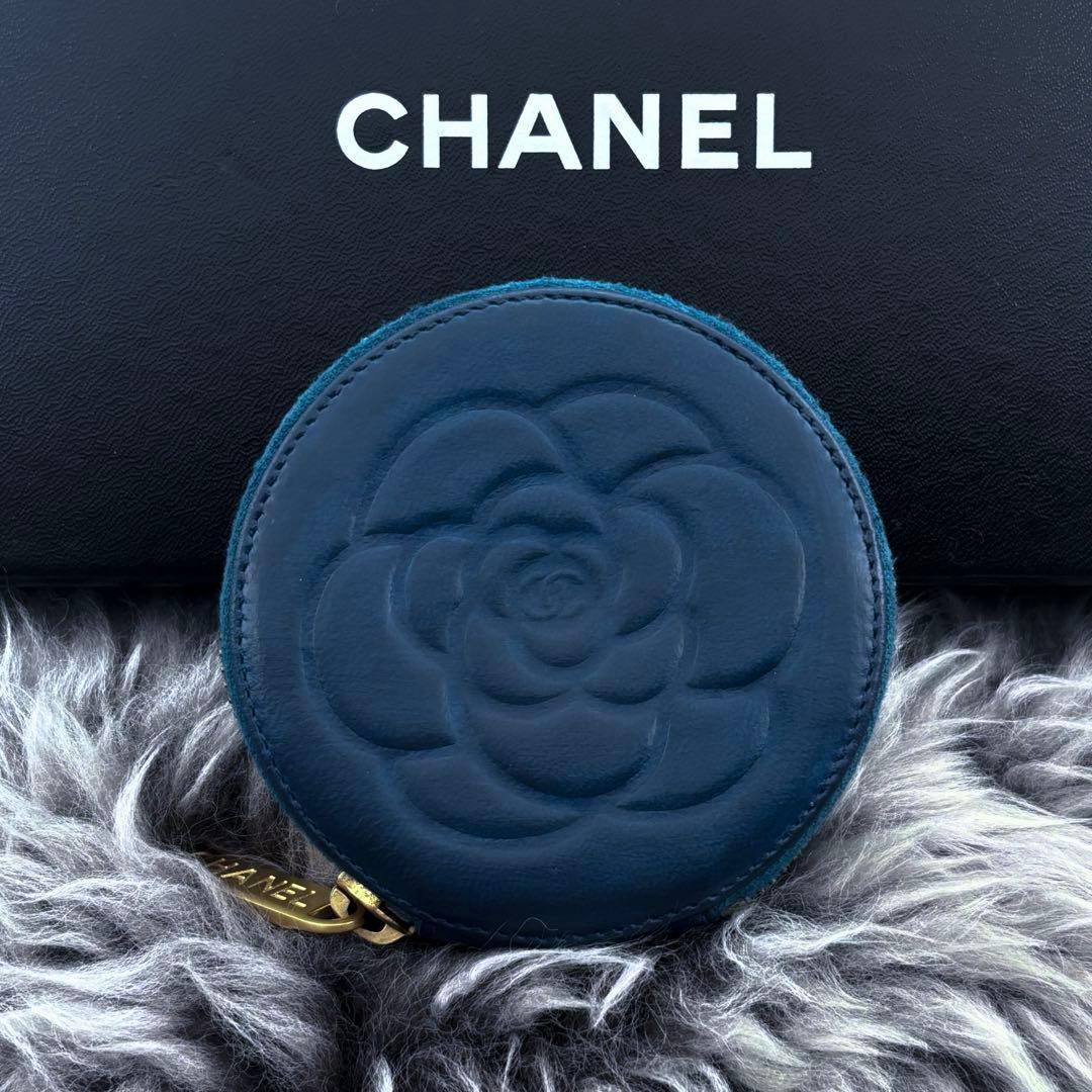 【美品✨】シャネル 財布 パース ケース カメリア ラウンド