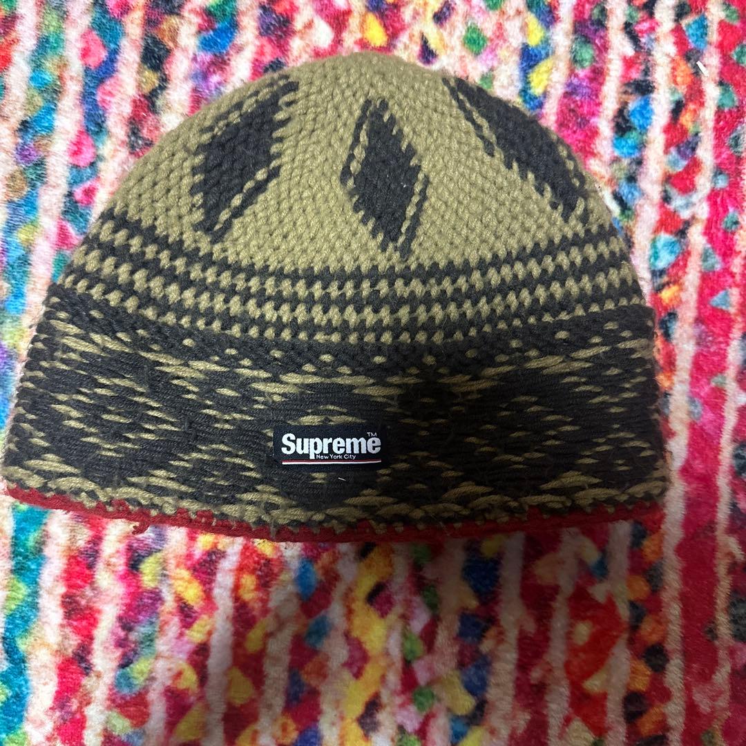 Supreme ニットビーニー オリーブ・ブラック