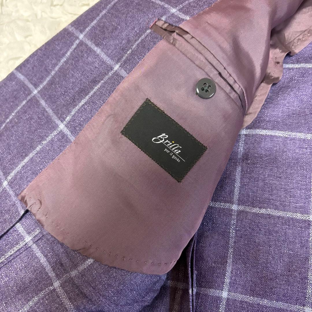 未使用級Brilla /ロロピアーナ シルクカシミヤ ウインドウペーンジャケット