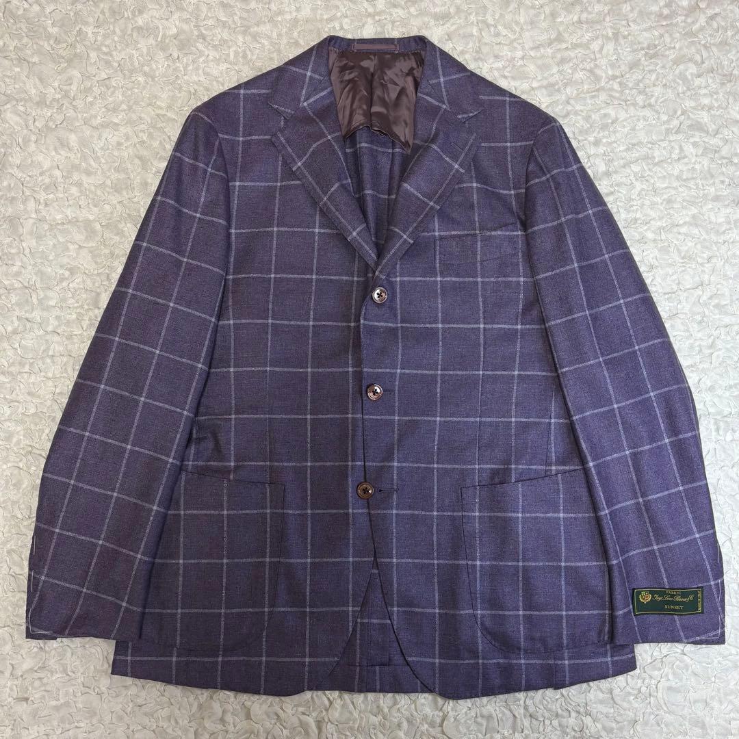 未使用級Brilla /ロロピアーナ シルクカシミヤ ウインドウペーンジャケット