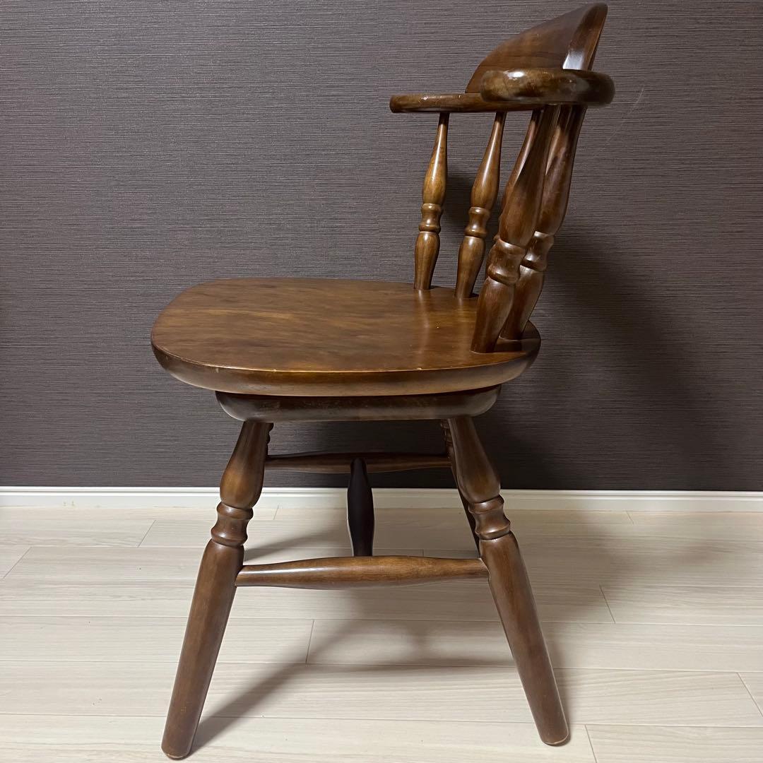 希少 飛騨家具　ウィンザーチェア　回転チェア　昭和レトロ　ヴィンテージ　木製 ②
