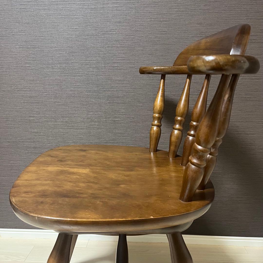 希少 飛騨家具　ウィンザーチェア　回転チェア　昭和レトロ　ヴィンテージ　木製 ②
