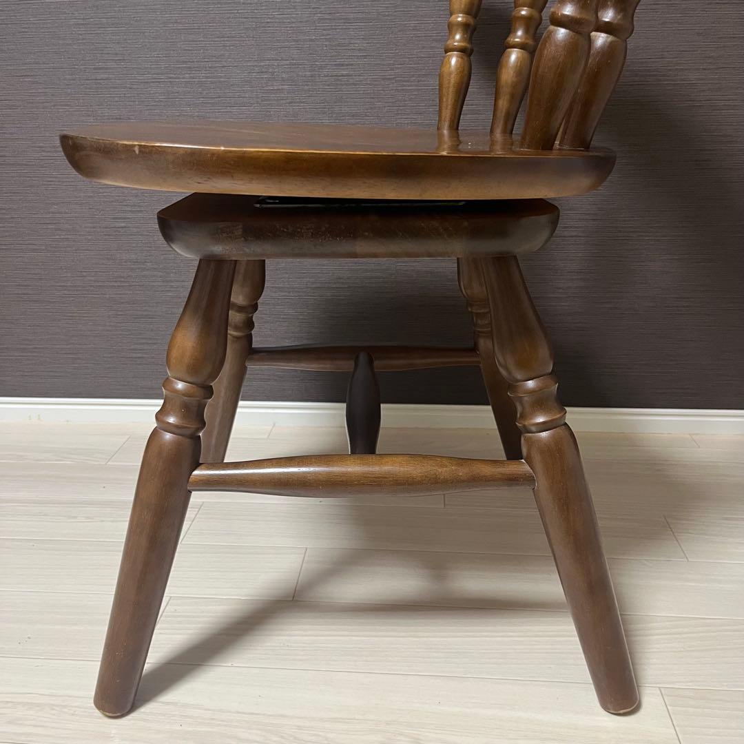 希少 飛騨家具　ウィンザーチェア　回転チェア　昭和レトロ　ヴィンテージ　木製 ②
