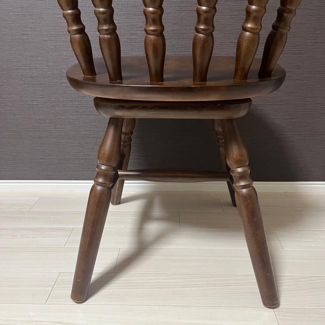 希少 飛騨家具　ウィンザーチェア　回転チェア　昭和レトロ　ヴィンテージ　木製 ②
